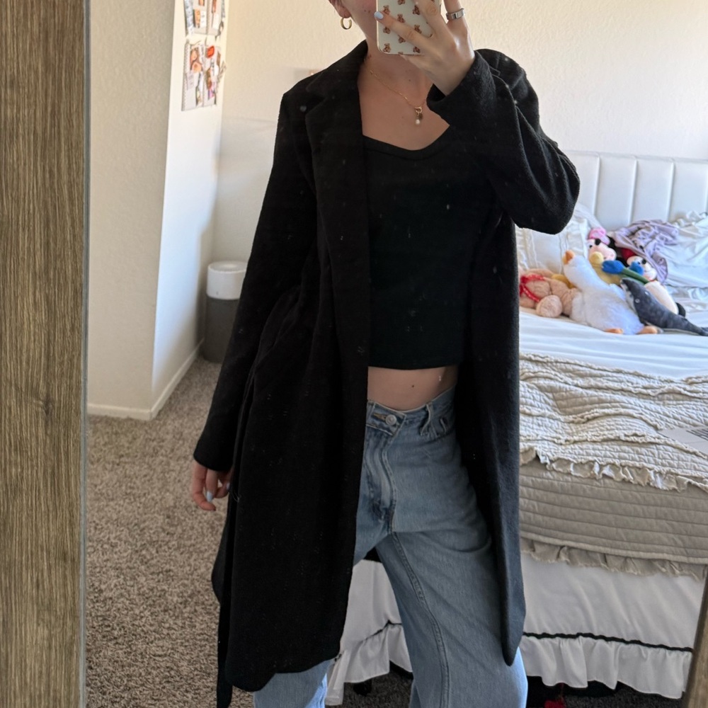 Black Cardigan Trench Coat